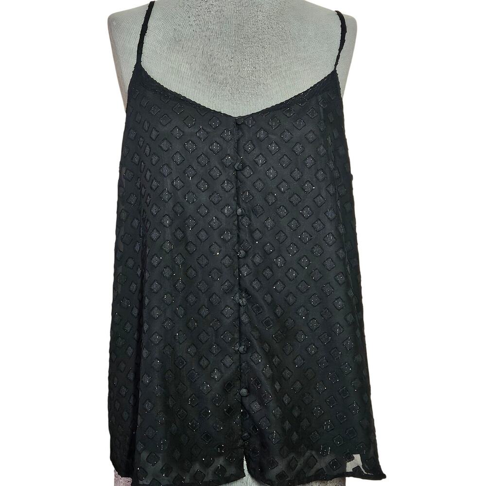 Black Metallic Sleeveless Blouse Size Large